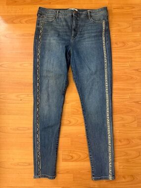 Skinnygirl Jeans Midtone Broadway High-Rise Side Stripe Skinny Jean NWOT Size 32